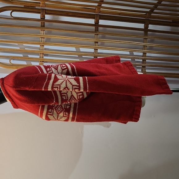 American Eagle Outfitters size Large wool Fair Isle red and off white sweater - Picture 5 of 10